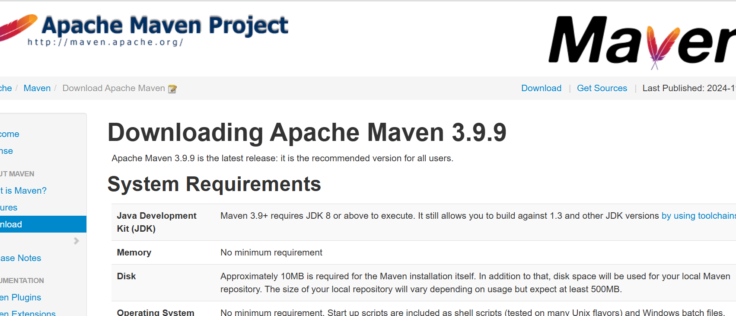 Apache maven official website to download the maven LTL version